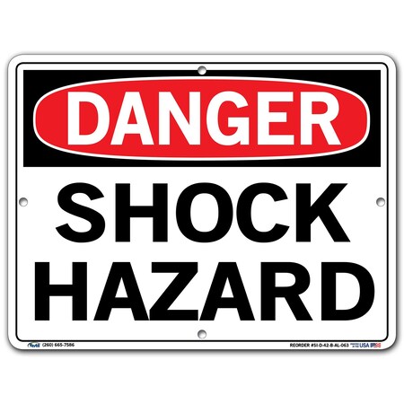 Vestil Sign, Danger, 12.5x9.5", Aluminum, .063, SI-D-42-B-AL-063 SI-D-42-B-AL-063
